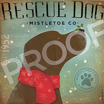 200 series:  TC-SF-202 12x12 18ct Rescue Dog Mistletoe Tango & Chocolate