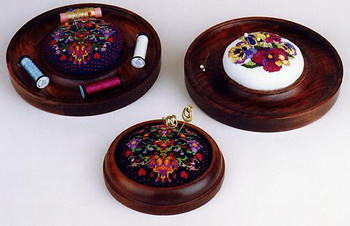 Pincushion 15741 Etc. small Round  Wood Stain Center Front Sudberry Pattern Not Included