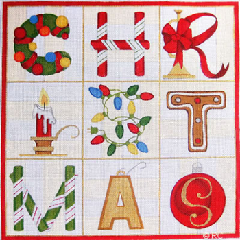 HO594 Raymond Crawford Designs CHRISTMAS SQUARES 12 3/4 x 12 3/4, 18 Mesh