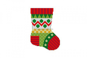 0297 Geo Presents, mini sock  13 Mesh Susan Roberts Needlepointnn