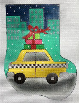 MNS-194F Taxi  With Presents  Mini Stocking 18 Mesh 4 x 6  Renaissance Designs