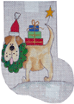 MNS-237 Hound Dog Christmas Mini Stocking 18 Mesh 4 x 6  Renaissance Designs