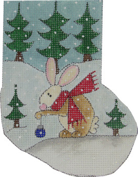 MNS-264/1 Woodland Christmas THE BUNNY  Mini Stocking 18 Mesh 4 x 6  Renaissance Designs