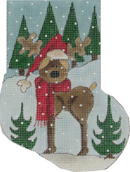 MNS-264/9 Woodland Moose Christmas Mini Stocking 18 Mesh 4 x 6  Renaissance Designs