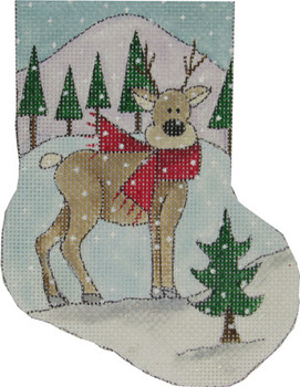 MNS-264/11 Woodland Reindeer Christmas Mini Stocking 18 Mesh 4 x 6  Renaissance Designs