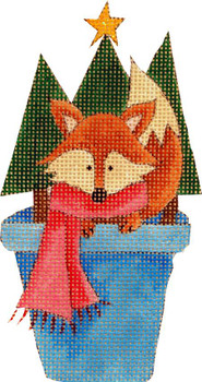 COC-102E Fox In A Flowerpot 13 Mesh 6 x 3.5  Renaissance Designs