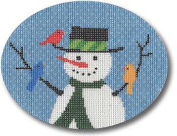 LRE-XO01 Snowman w/Birds 5x4 Oval 18 Mesh Liora Manne