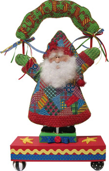 N-181 Believe Patchwork Santa 13 Mesh 9.75 x 11 Banner And Bottom Table Sold Separately Renaissance Designs