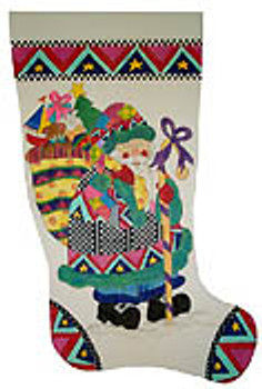 ST-107 Santa Claus Is Coming To Town 18 Mesh 12 x 20 Stocking  Renaissance Designs