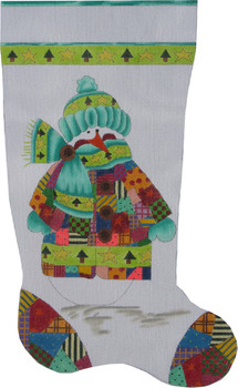 ST-115 Original Patchwork Snowman 13 Mesh 12 x 20 Stocking  With Stitch Guide Renaissance Designs