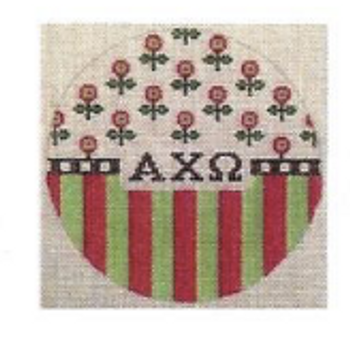 Sorority Series:  JW1-ACO Alpha Chi Omega Colors  4.75” Floral/Stripe 18 Mesh Kangaroo Paw Designs