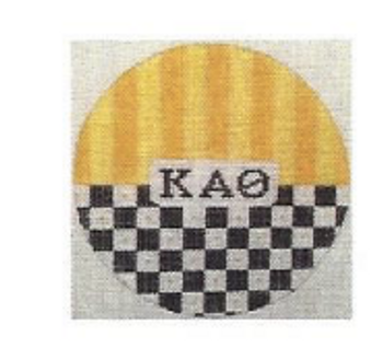 Sorority Series:  TR-KAO Kappa Alpha Theta Colors 4.75” “Taxi” Check Round 18 Mesh Kangaroo Paw Designs