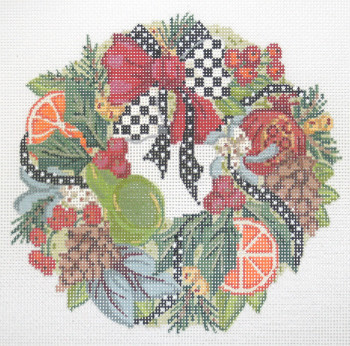 KCW202-18 Christmas Holly Wreath 18 Mesh KELLY CLARK STUDIO, LLC