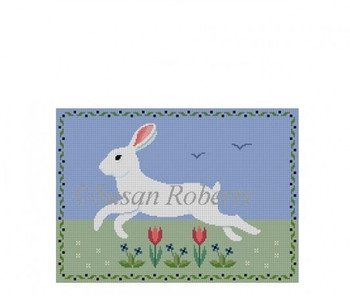 1055 Leaping Rabbit 10.5" x 7.5" 18 Mesh Susan Roberts Needlepoint