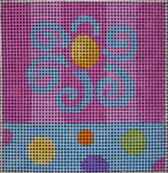 101 PAL Flower Pink Aqua  Stripes/Dots 5x5 10 mesh Beth Gantz Designs
