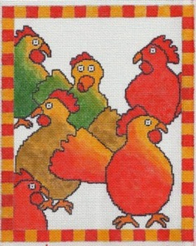 WWC100-18M Flock of Chickens 7.25 x9 18 Mesh Waterweave