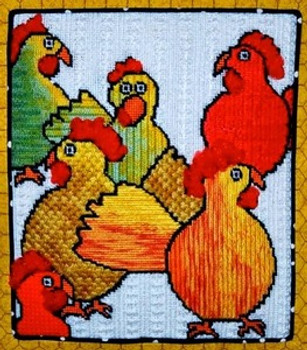 WWC100-18M Flock of Chickens 7.25 x9 18 Mesh Waterweave