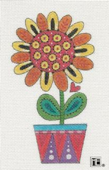 ME-FL06 Orange Sunflower with Stitch Guide 18 Count Mary Engelbreit