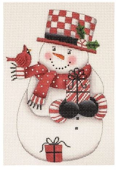 DK-SN03A Harlequin Hat Snowman 4" x 5.5"  18 Mesh Diane Kater SNOWMAN