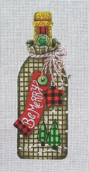 DK-SP07 Be Merry Burlap Spirits  2.75"  x 7"   18 Mesh Diane Kater SPIRITS BOTTLE