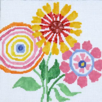 143d Jean Smith Designs Small Floral Fanfare #2 8" Square 13 mesh