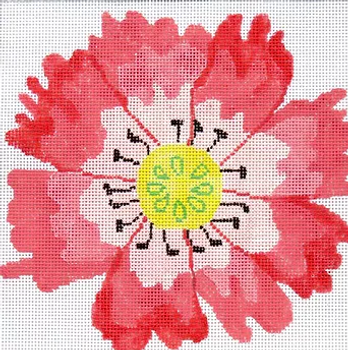 53b4 Coral Jean Smith Designs Medium Dazzle Flower 8" Square 13 mesh