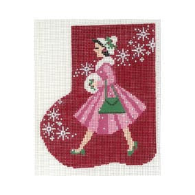 Christmas Mini-Sock C758 Retro Shopper 4X5 18 Mesh Shelly Tribbey Designs