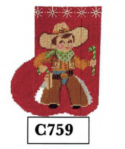 Christmas Mini-Sock C759 Holiday Cowboy 4X5 18 Mesh Shelly Tribbey Designs