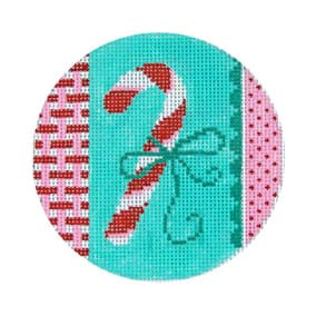 Christmas Ornament 13 Mesh C322B Ribbons And Tree Ribboned Candy Cane 3.5RD 13 Mesh Shelly Tribbey Designs