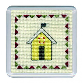 Coaster Kit Beach Hut Yellow Stripe Textile Heritage Collection COBHY