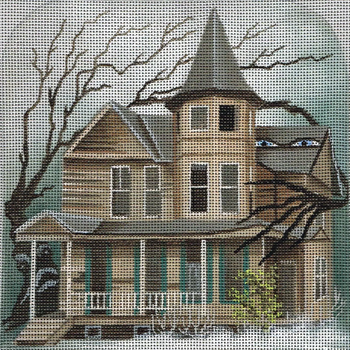 5215 Leigh Designs Wailing Woods  18 Mesh 6" x 7" Haunted Hill Canvas Only Inquire If Stitch Guide Is Available