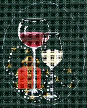 8100 Red And White Leigh Designs 4" x 5" 18 Mesh Christmas Cocktail Canvas Only Inquire If Stitch Guide Is Available