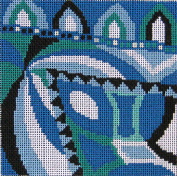 70373 Blue Retro 8 x 8 13 Mesh Unique New Zealand Designs Needlepoint