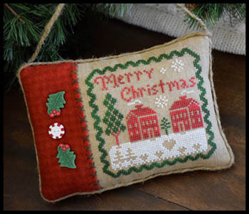 Merry Christmas Pillow 61 x 61 Little House Needleworks  16-2137
