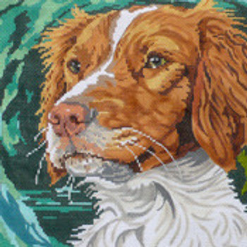 BR444 Brittany Spanieln 12” x 14” 13 Mesh Barbara Russell SKU 53890