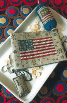 Flag Of Glory Needlebook Cover: 71 x 210, Needle Leaf: 45 x 65, Pyn Roll Panel: 30 x 64, Fob: 21 x 35 Chessie & Me 16-1245 