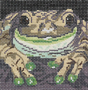 BR161d Frog Coaster 3.75 x 3.75" 18 Mesh Barbara Russell  SKU 2348