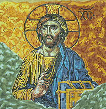 BR174 Christ Icon 13th Century Constantinople 14” x 14” 16  Mesh Barbara Russell  SKU 8324