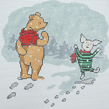 BR293 Dancing In Snow Pooh 12 Mesh Barbara Russell SKU 15012