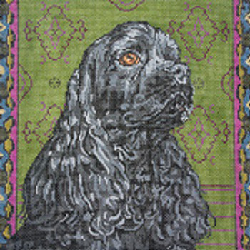 BR328 Black Cocker Spaniel 12" x 12" 13 Mesh Barbara Russell SKU 8494