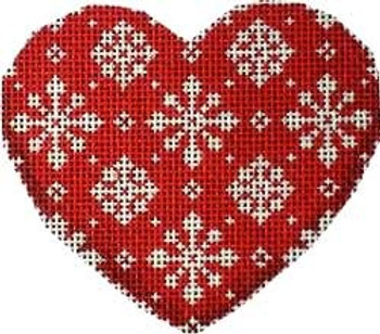 CT-1231 Snowflakes on Red Heart Ornament Associated Talents