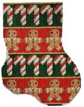 CT-1057 Candy Canes/Gingerbread Mini Sock Associated Talents 