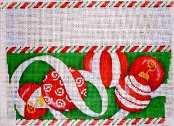 ST-805 Red Ornaments/Green Bkgd. Stocking Cuff Associated Talents 