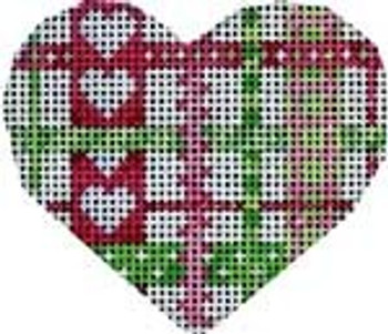 HE-629 Pink/Green Woven Ribbon Mini Heart Associated Talents 