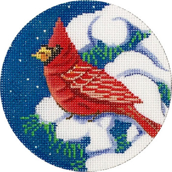 APX299 Cardinal in Tree Ornament Alice Peterson 4 x 4 18 mesh