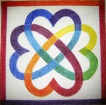 11992 CWD-H17 Hearts Interlocking  8x 8, 12 x 12 18 Mesh  Stitch Painted Changing Women Designs