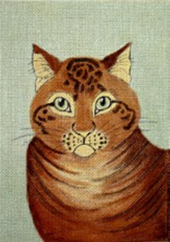 11921 CWD-A13 Yellow Tabby Cat 6.25x9 18 Mesh Changing Women Designs Brownish cat w/ green background