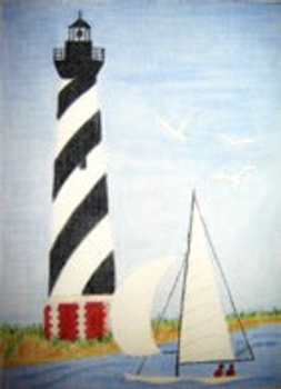 11978 CWD-B16 Cape Hatteras Lighthouse 8 x 11 18 Mesh Stitch Painted Changing Women Designs