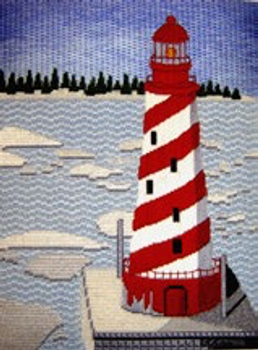 11979 CWD-B17 Michigan Lighthouse Winter 8.25 x 11  18 Mesh stitch Painted Changing Women Designs