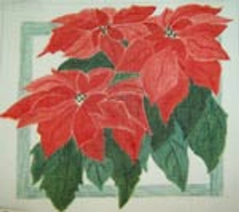 12670 CWD-FL108 Red Poinsettia  9 x 9 18 Mesh Stitch Painted Changing Women Designs